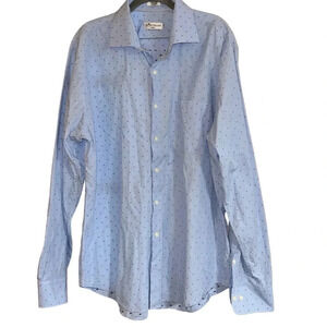 Peter Millar Light Blue Seaside Print Button Down Long Sleeve Shirt Size XL